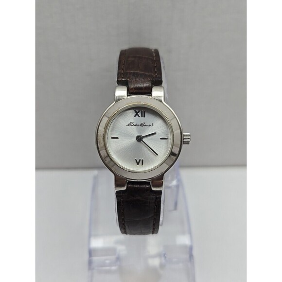 Eddie Bauer Roman Dial Womens Quartz Watch Brown Leather Band Silver New Battery main image 6